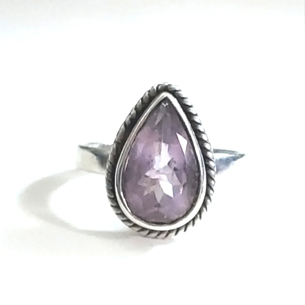 Vintage Pear Shape Purple Amethyst Statement Right Hand Ring Sz 7